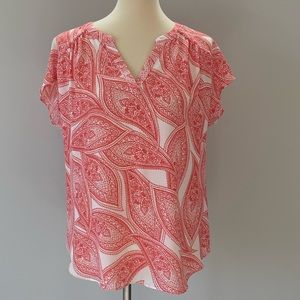 💛 Banana Republic Paisley Blouse, Orange/White 💛